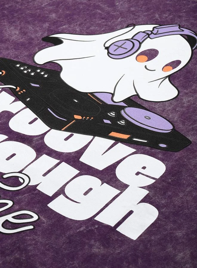 ديلينجر تيشيرت نسائي واسع مطبوع مغسول